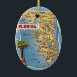 Florida Paradise Custom Ornament<br><div class="desc">Fantastic vintage postcard image of Florida repurposed as an ornament.  Customize the back to say whatever you like or delete the message all together.</div>
