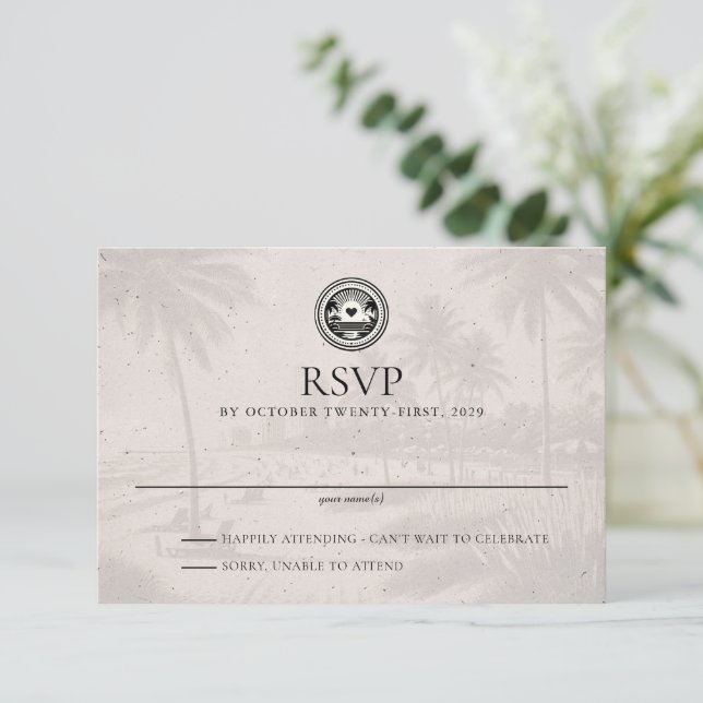 Florida Passport Wedding RSVP Card (Standing Front)