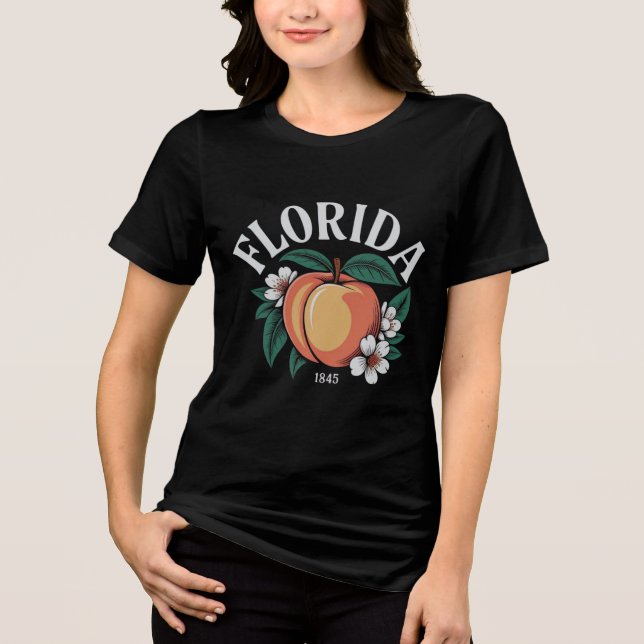 Florida Peach Blossom Emblem - Est. 1845 Tri-Blend Shirt (Front)