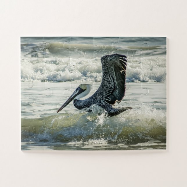 Florida Pelican Bird Nature Beach Oversized Jigsaw Puzzle (Horizontal)