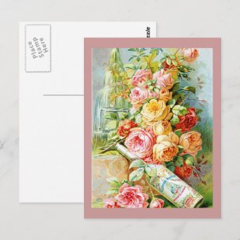 Florida Perfume Water with Cabbage Roses Postcard | Zazzle