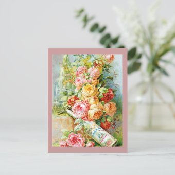 Florida Perfume Water with Cabbage Roses Postcard | Zazzle
