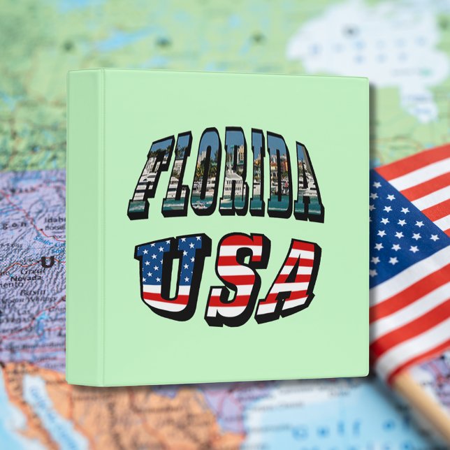 Florida Picture and USA Flag Text 3 Ring Binder (Florida Picture and USA Flag Text 3 Ring Binder)
