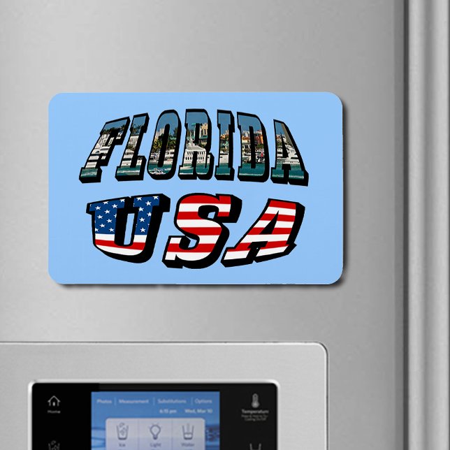 Florida Picture and USA Flag Text Flexible Magnet (Florida Picture and USA Flag Text Flexible Magnet)