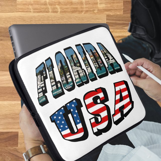 Florida Picture and USA Flag Text Laptop Sleeve (Florida Picture and USA Flag Text Laptop Sleeve)