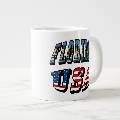 Florida Picture and USA Flag Text Large Coffee Mug