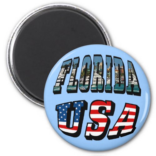 Florida Picture and USA Flag Text Magnet