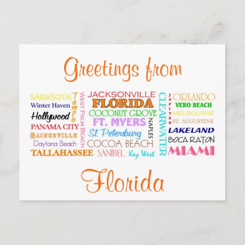 Florida places postcard