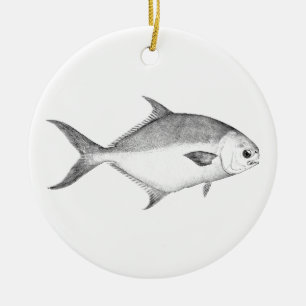 Florida Pompano Logo (line art) Ceramic Ornament