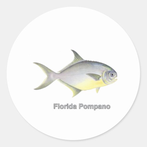 Florida Pompano titled Classic Round Sticker