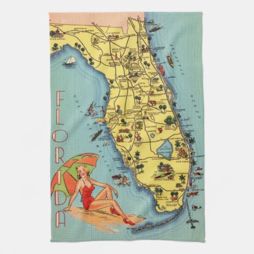 Florida Postcard  Kitchen Towel