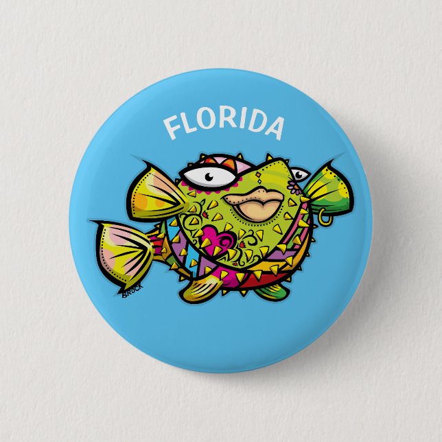 Florida puffer fish button (Front)