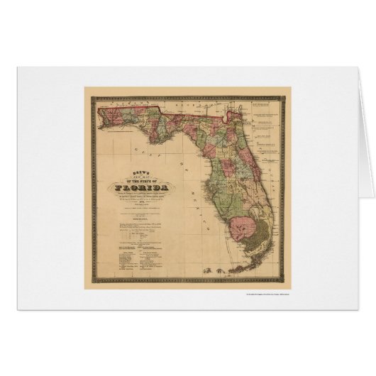 Florida Railroad Map 1874 Cards (Front Horizontal)