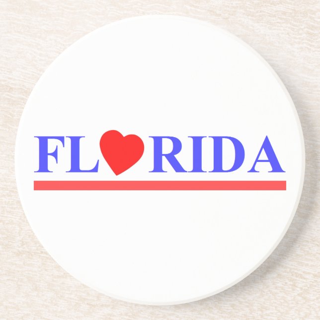 Florida red heart drink coaster (Front)