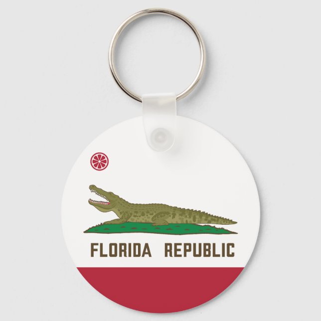 Florida Republic Alligator Flag Crocodile Keychain (Front)