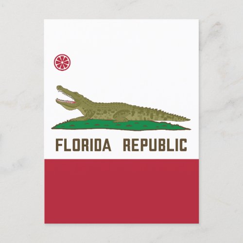 Florida Republic Alligator Flag Crocodile Postcard