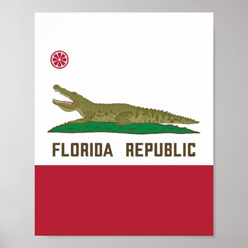 Florida Republic Alligator Flag Crocodile Poster