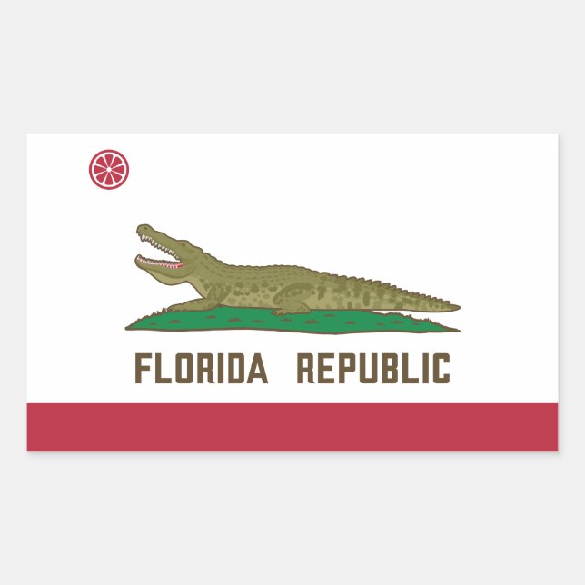 Florida Republic Alligator Flag Crocodile Rectangular Sticker (Front)