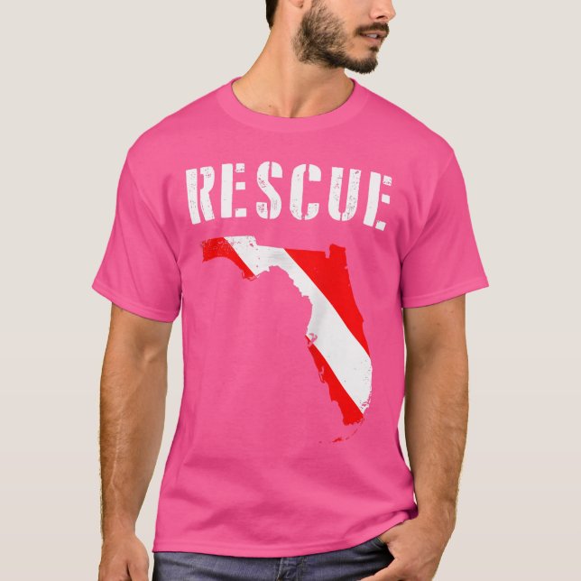 Florida Rescue Diver Dive Flag Scuba Diving Divema T-Shirt (Front)