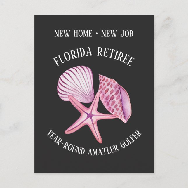 Florida Retiree Amateur Golfer Change of Address Announcement Postcard (Front)