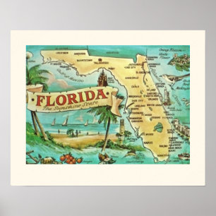Florida Retro 16x20 Map Poster