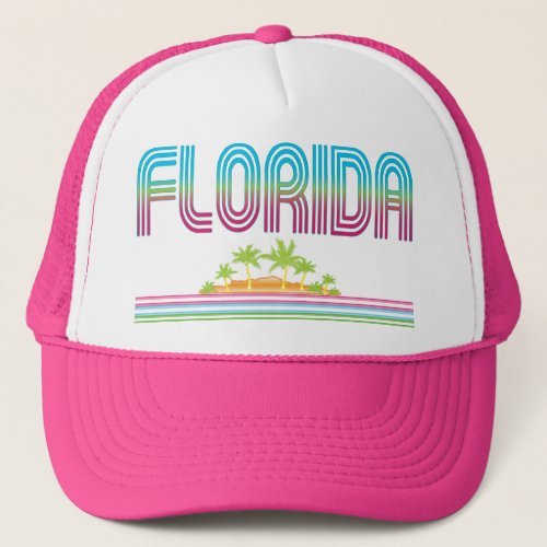 FLORIDA Retro Neon Palm Trees Trucker Hat