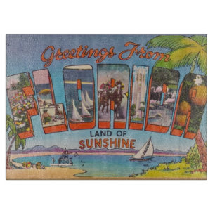 Florida Retro Postcard Cutting Board