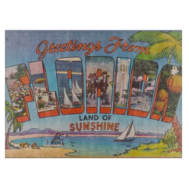 Florida  Retro Postcard Cutting Board (Front)