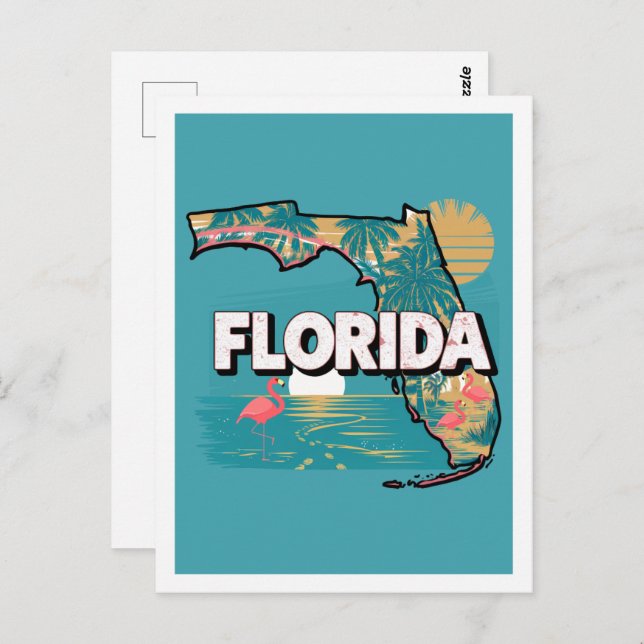 Florida Retro Travel Design Iconic US States Postcard (Front/Back)