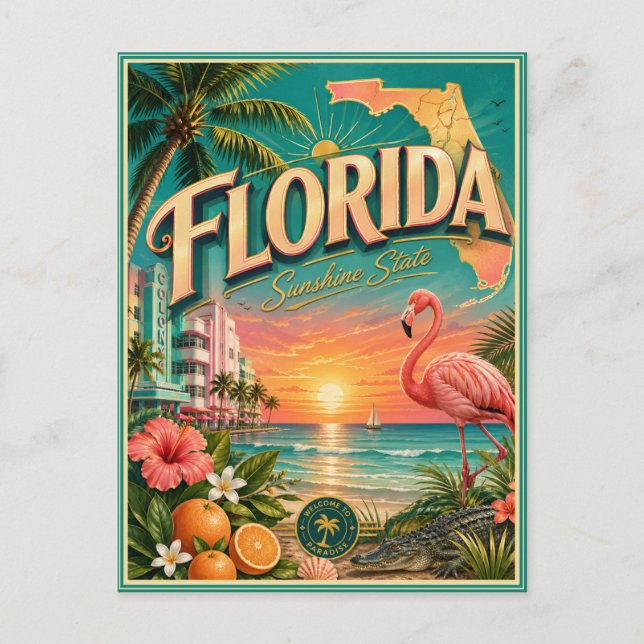Florida Retro Travel Souvenir Postcard (Front)