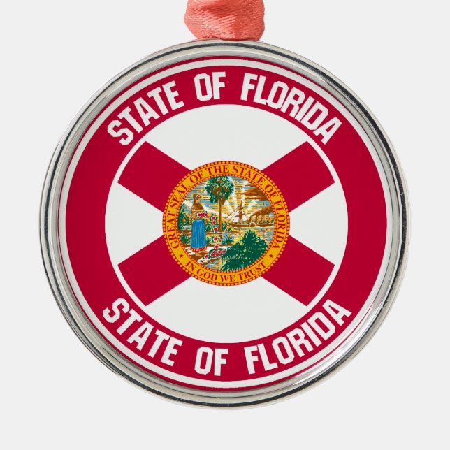 Florida Round Emblem Metal Ornament (Front)