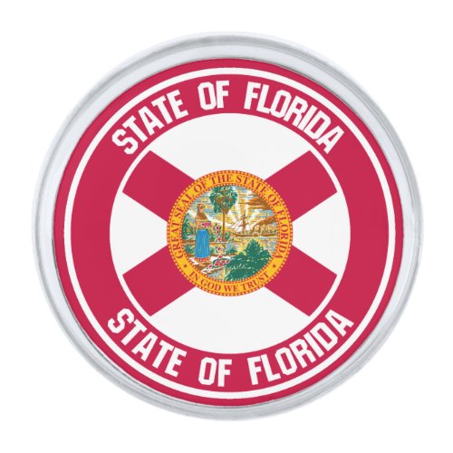 Florida Round Emblem Silver Finish Lapel Pin