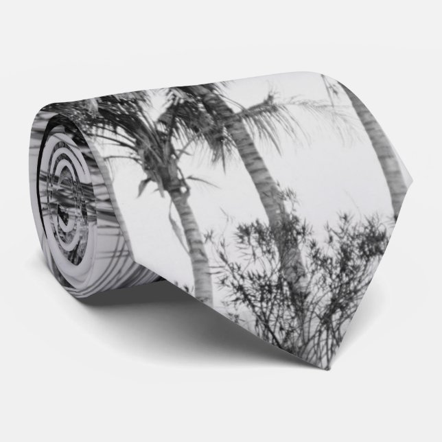 Florida Royal Palm Trees Black & White Photograph Neck Tie (Rolled)
