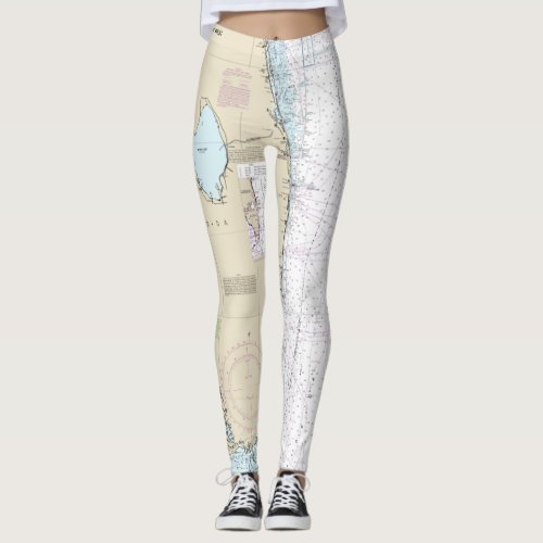 Florida Sailing Authentic Nautical Chart Boaters Leggings