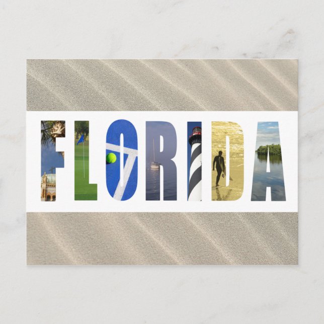 Florida Sand Beach Travel Photo Postcard (Front)