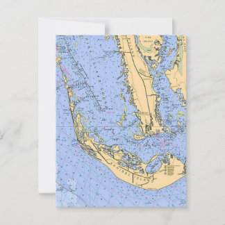 Florida - Sanibel Captiva Nautical Chart Postcard