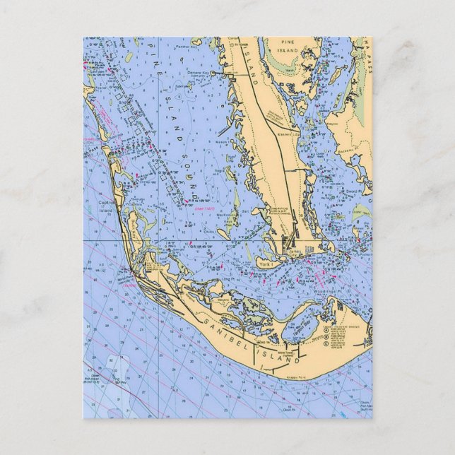  Florida - Sanibel Captiva Nautical Chart Postcard (Front)