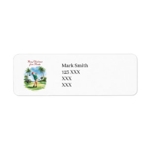 Florida Santa Golfing Christmas Holiday  Label