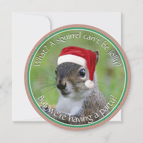 Florida Santa Squirrel is Jolly Holiday Party Invitation