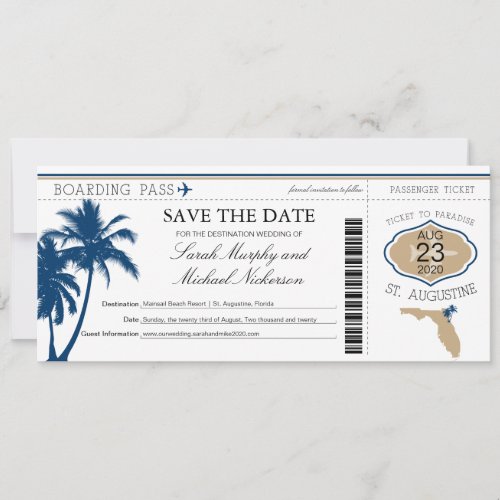 Florida Save the Date Boarding Pass