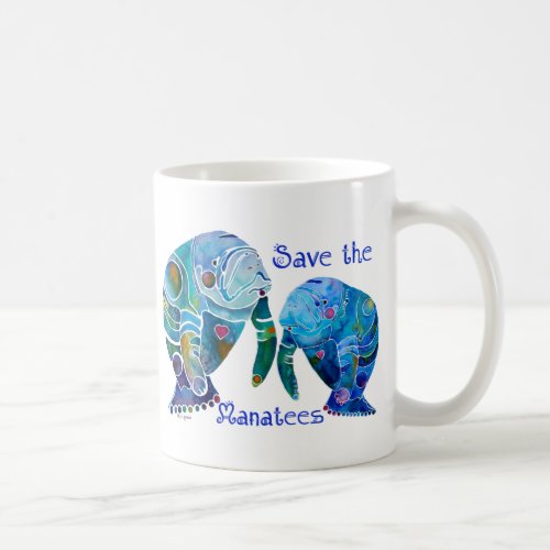 Florida Save the Manatees in Vivid Blues Coffee Mug