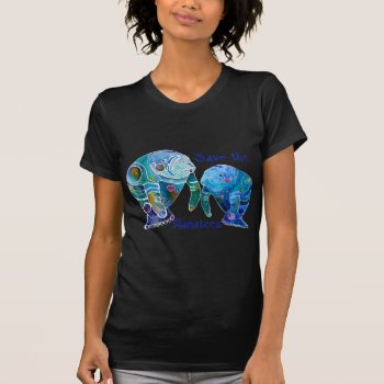 Florida Save The Manatees In Vivid Blues T-shirt by Whimzicals at Zazzle