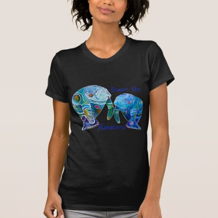 Florida Save The Manatees In Vivid Blues T-shirt