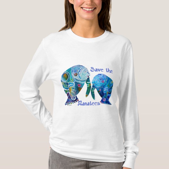 Florida Save the Manatees in Vivid Blues T-Shirt (Front)