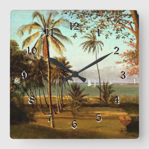 Florida Scene - Painting by Albert Bierstadt, Square Wall Clock