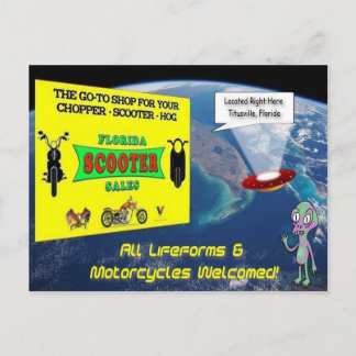 Florida Scooter Sales Alien Postcard