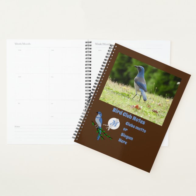 Florida Scrub Jay Bird Club Monogram Photo Planner (Display)