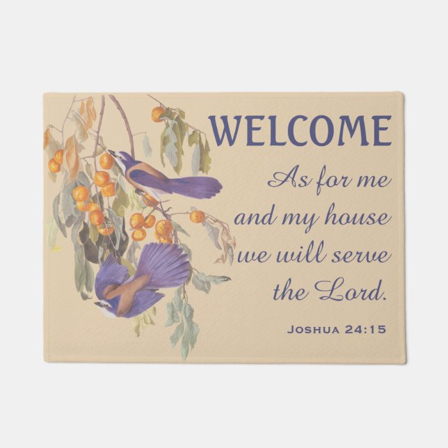 Florida Scrub Jay Birds and Verse Doormat (Front)