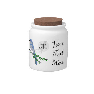 Florida Scrub Jay Monogram Crest Candy Jar