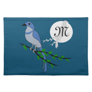 Florida Scrub Jay Monogram Crest Cloth Placemat
